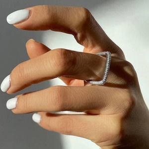 Silver Plated Mixed Semi Circle Square Rings